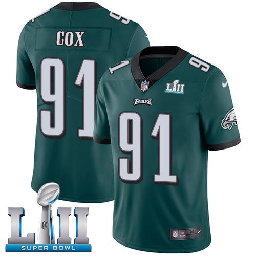 Men Philadelphia Eagles #91 Cox Green Limited 2018 Super Bowl NFL Jerseys->->NFL Jersey